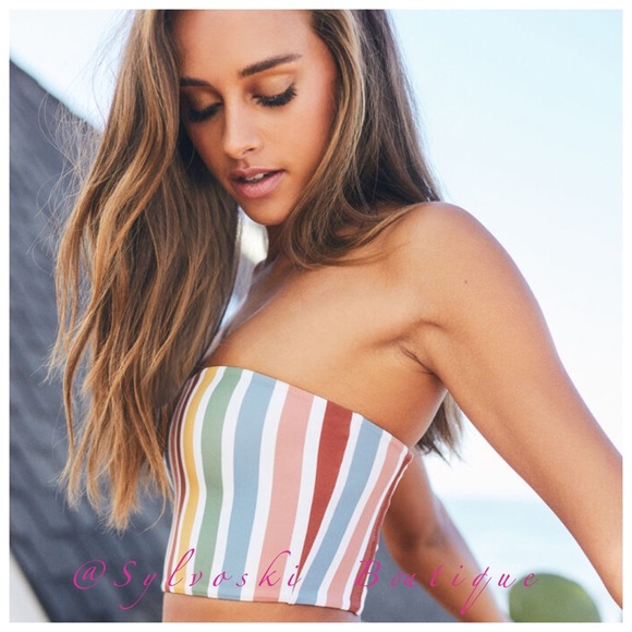 🔥 LA Hearts Stripe Aster  Bandeau Bikini Top NWT - Picture 5 of 9